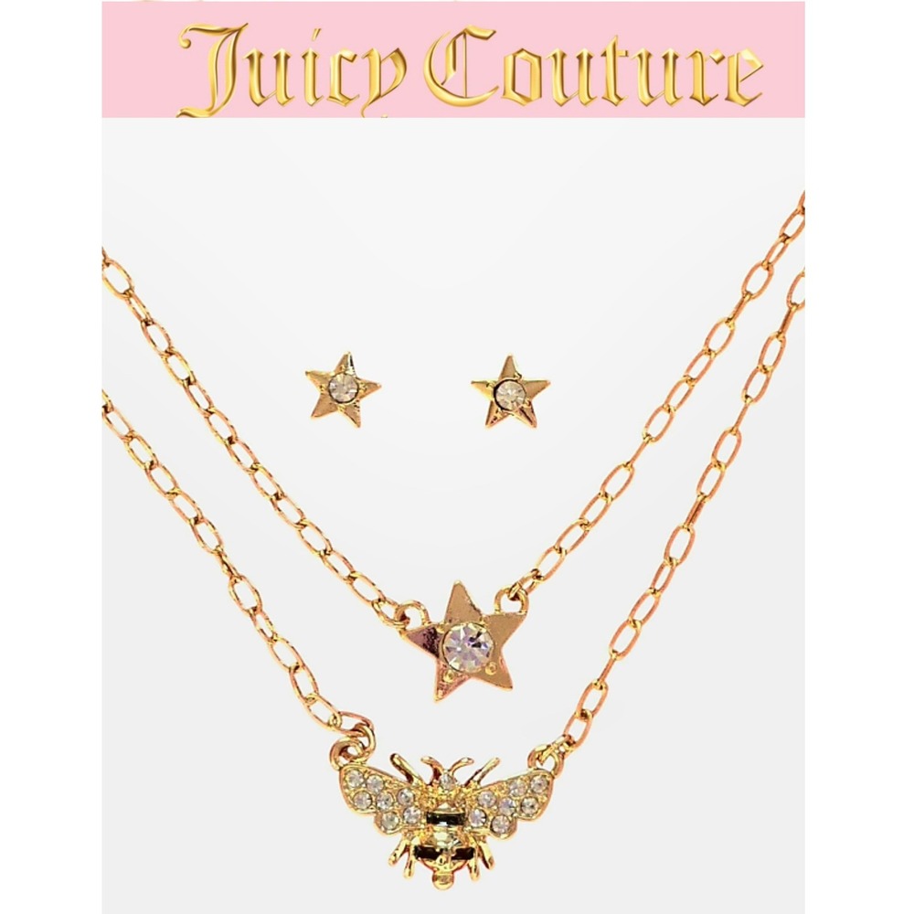 Juicy Couture Queen Bee‎ & Star Double Link Necklace & Earring Set